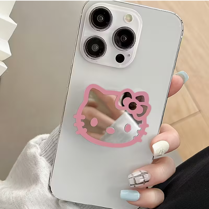 Hello Kitty! Telefon Arkası Aynalı Telefon Tutacağı Pembe