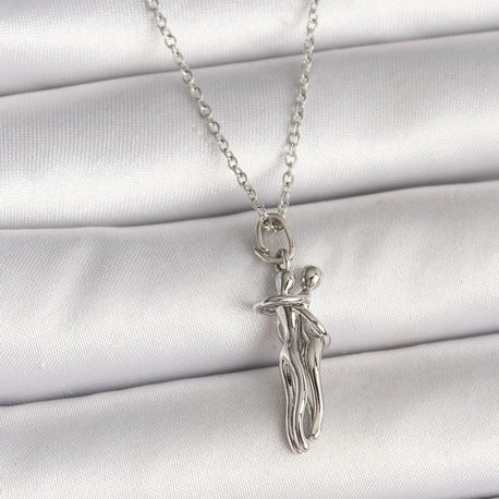 316L Çelik Gümüş Renk Zincir Sarılma Model Kadın Kolye