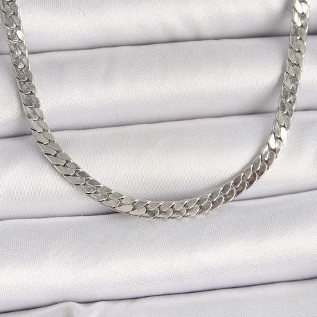 316L Çelik Gümüş Renk Yassı Zincir Model Erkek Kolye