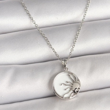 316L Çelik Gümüş Renk Zincir Beyaz Mineli Gün Batımı Model Kadın Kolye