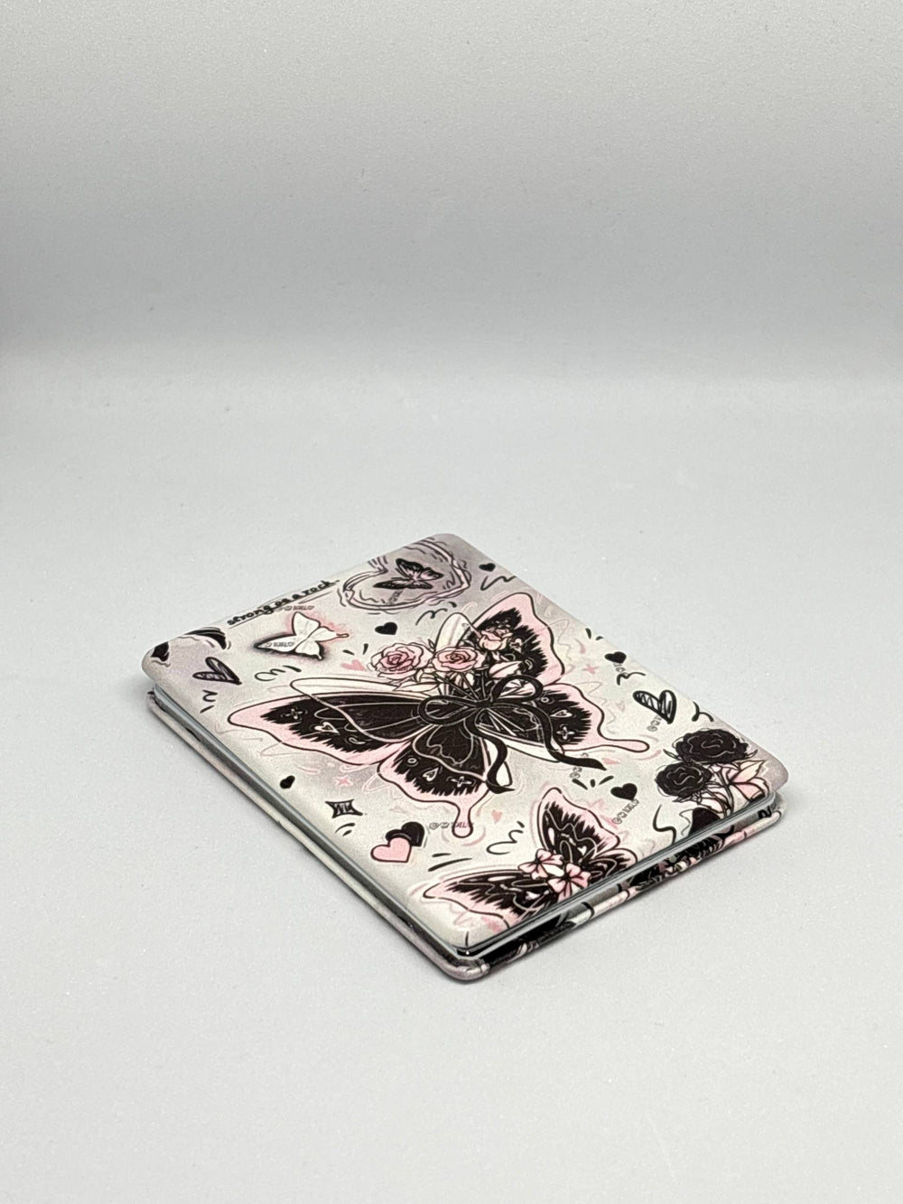 İthal Siyah Pembe Makyaj Cep Aynası